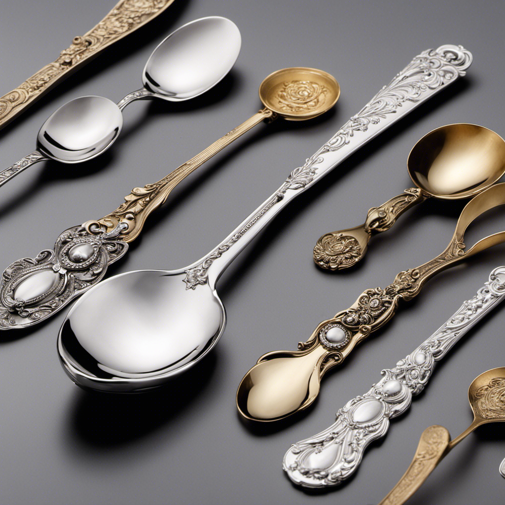 An image showcasing a small, precise measuring spoon filled with 20 milligrams of a substance, next to a delightful assortment of decorative teaspoons, highlighting the visual contrast between the two measurements