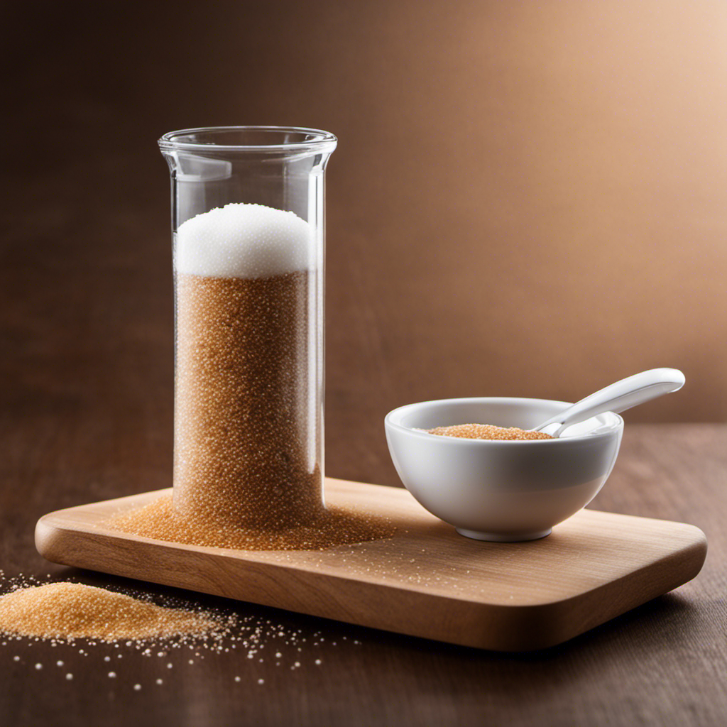 An image showcasing a clear glass filled with 20 grams of granulated sugar, precisely measured