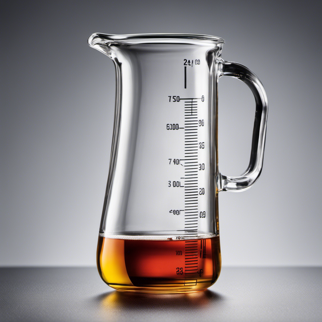 An image depicting a clear glass measuring cup filled with 23