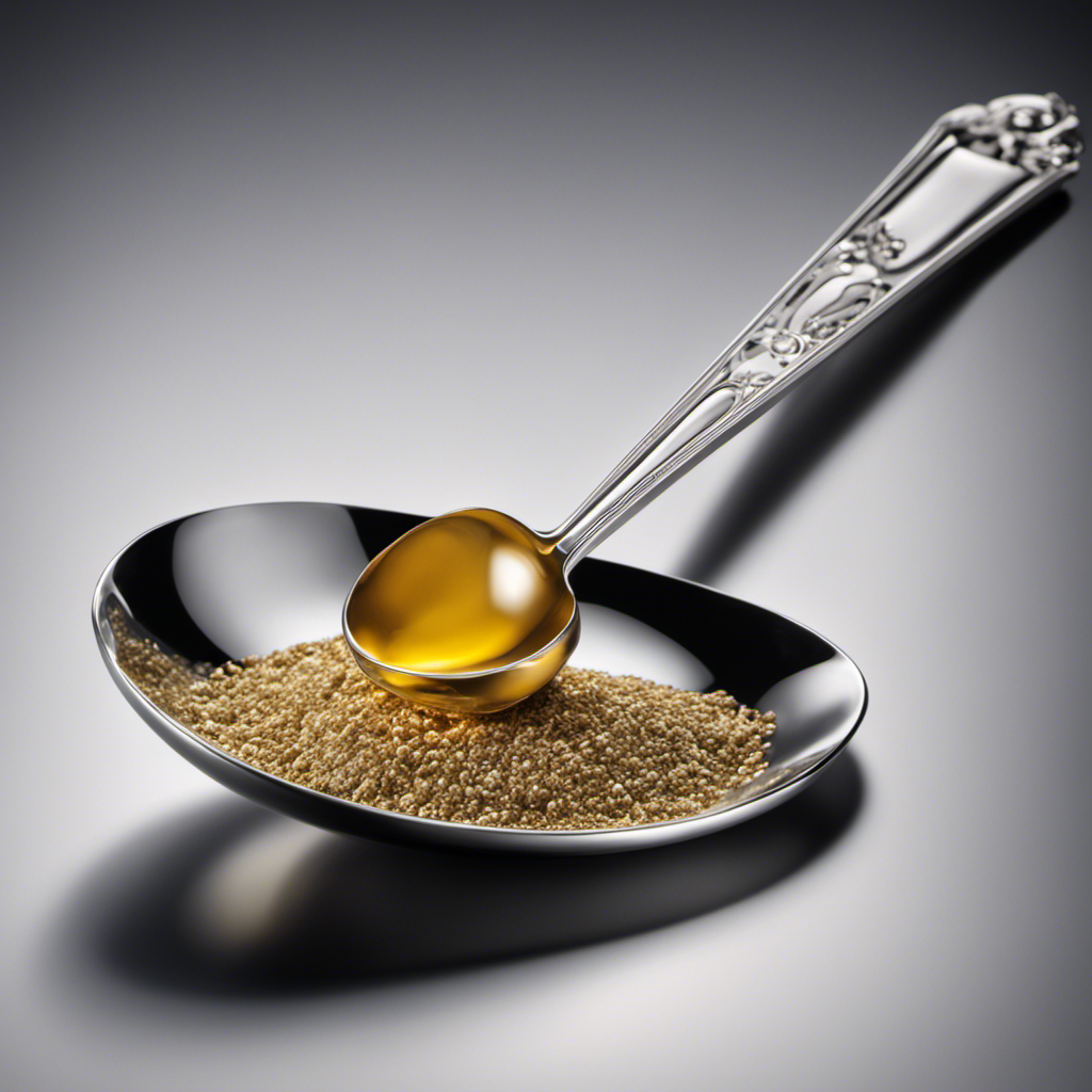 An image showcasing a teaspoon filled with 2,300 milligrams of a substance, clearly displaying the precise measurement