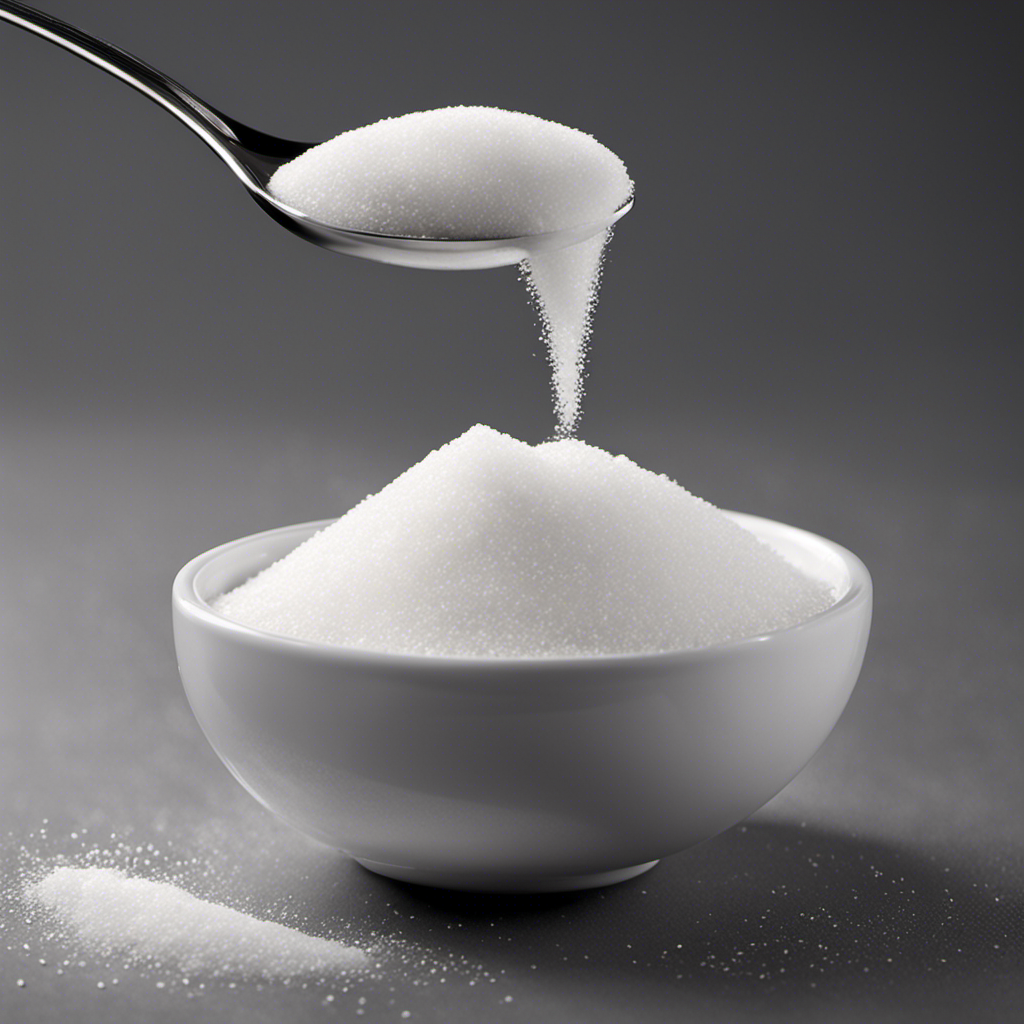 An image that visually compares 25 teaspoons of sugar to a cup of sugar