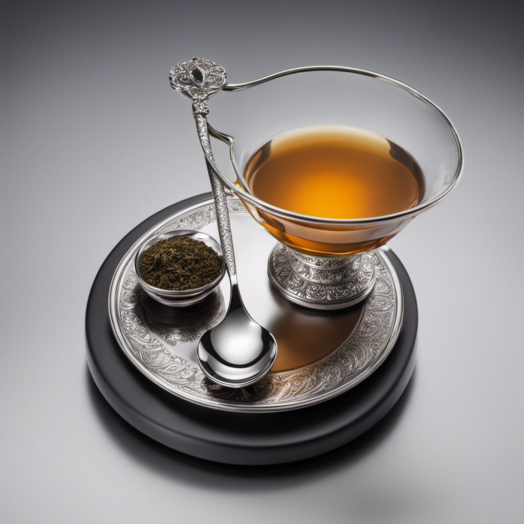 An image showcasing a delicate silver teaspoon, delicately balanced on a digital scale