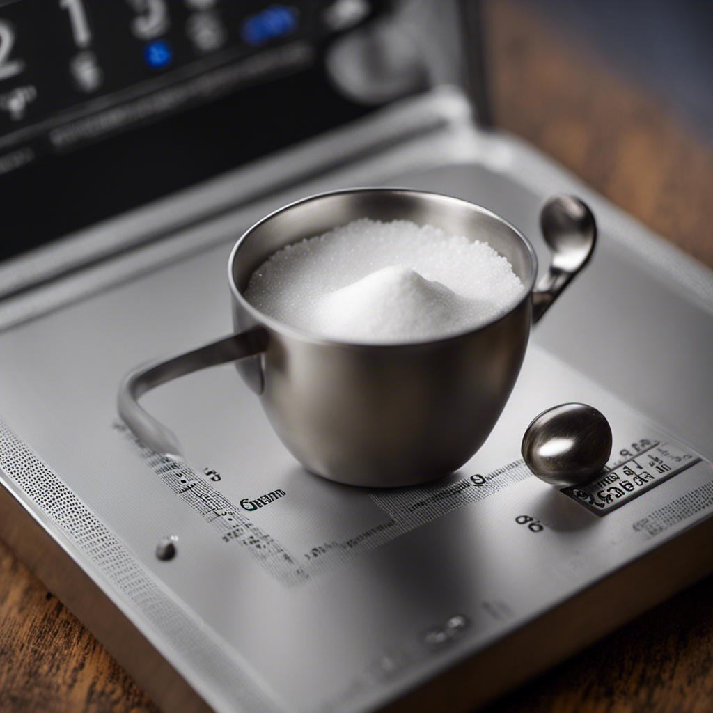 An image displaying a delicate silver teaspoon on a digital scale