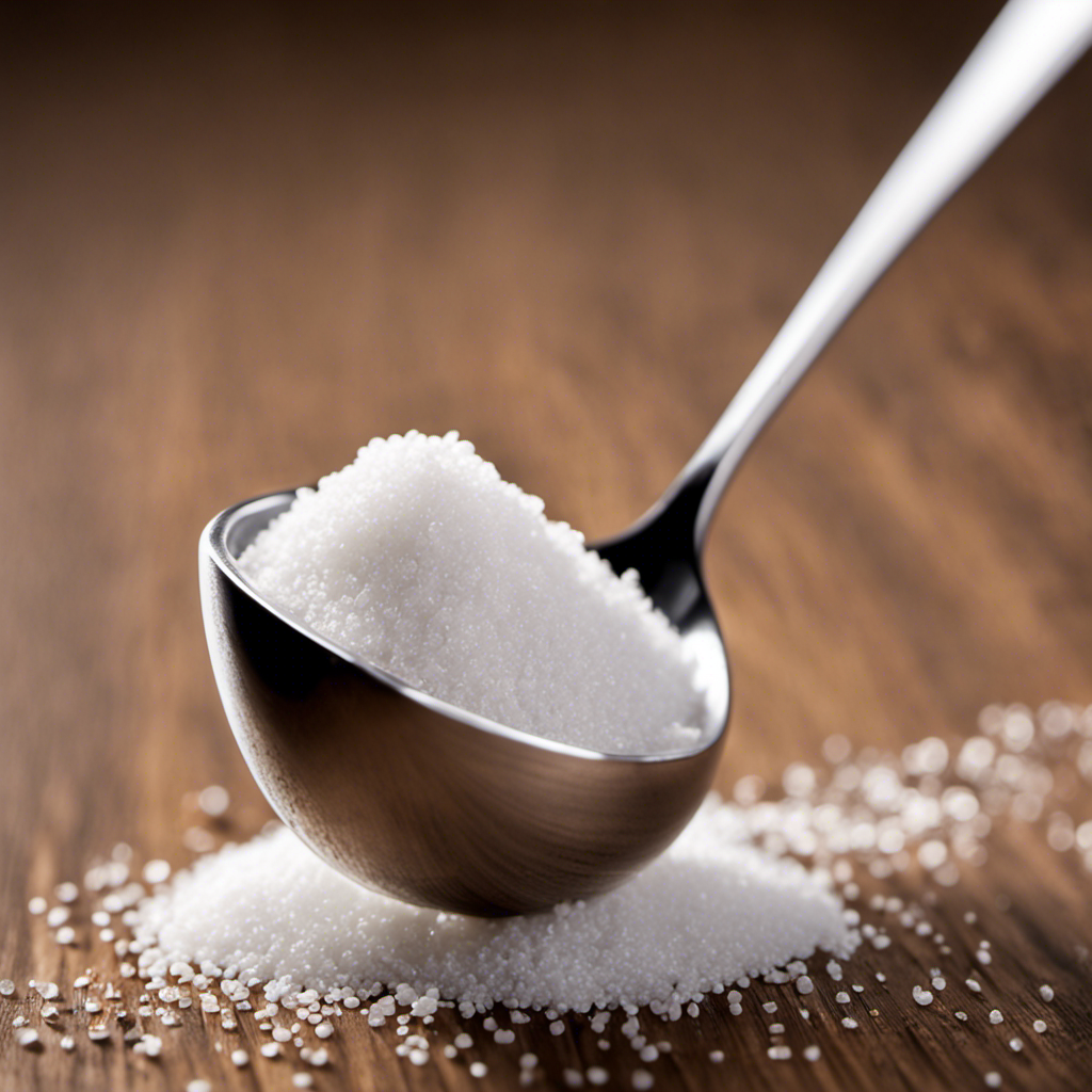 An image showcasing a small white teaspoon filled with precisely 3 grams of salt