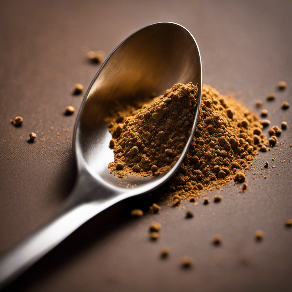 An image depicting a measuring spoon filled with 3 milligrams of a powdered substance, clearly showing the exact quantity
