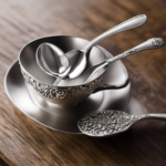 An image that depicts three identical, classic stainless steel teaspoons, each filled to the brim with fine white sugar