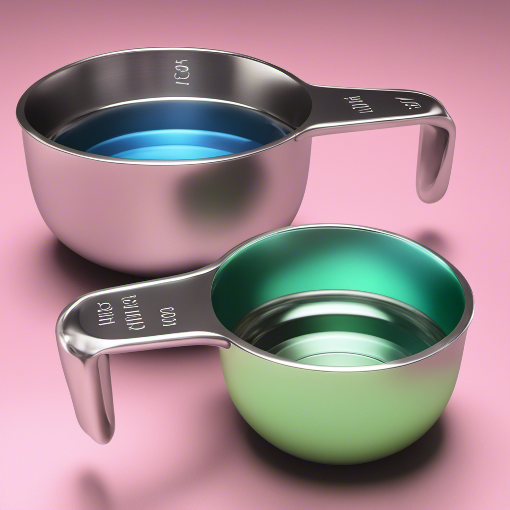 An image showcasing two measuring cups: one filled with 35