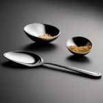 An image that depicts a measuring spoon filled with 350mg of a substance, positioned next to a teaspoon filled with an equivalent amount, showcasing the comparison between the two measurements
