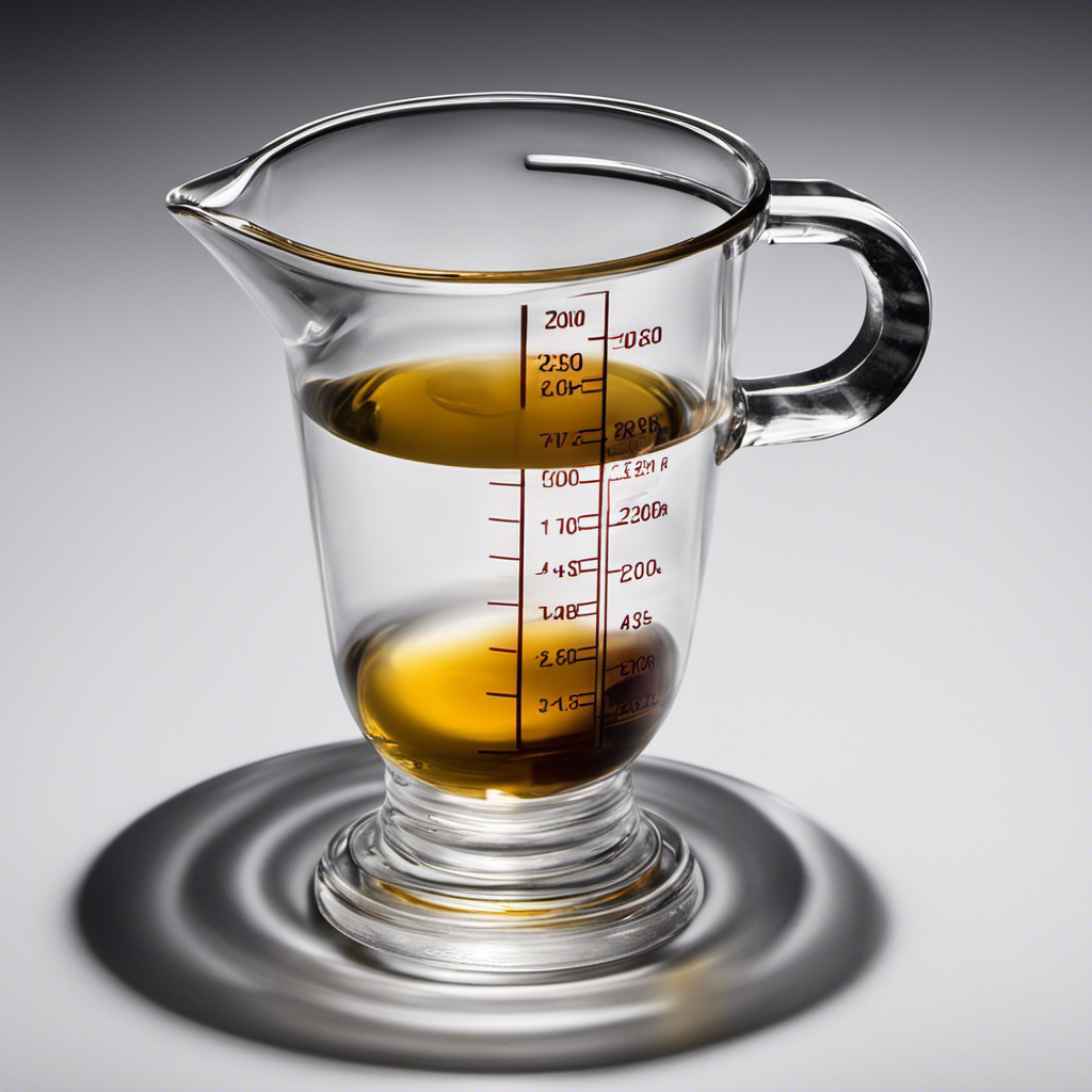 An image showcasing a clear glass measuring cup filled with precisely 3cc of liquid, alongside a delicate teaspoon resting beside it, emphasizing the conversion from milliliters to teaspoons