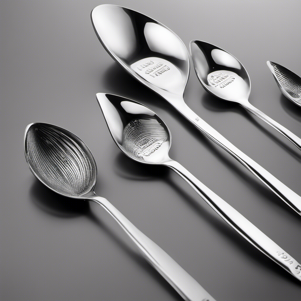 An image showcasing four delicate teaspoons with a transparent measuring cup filled to the 20 mL mark