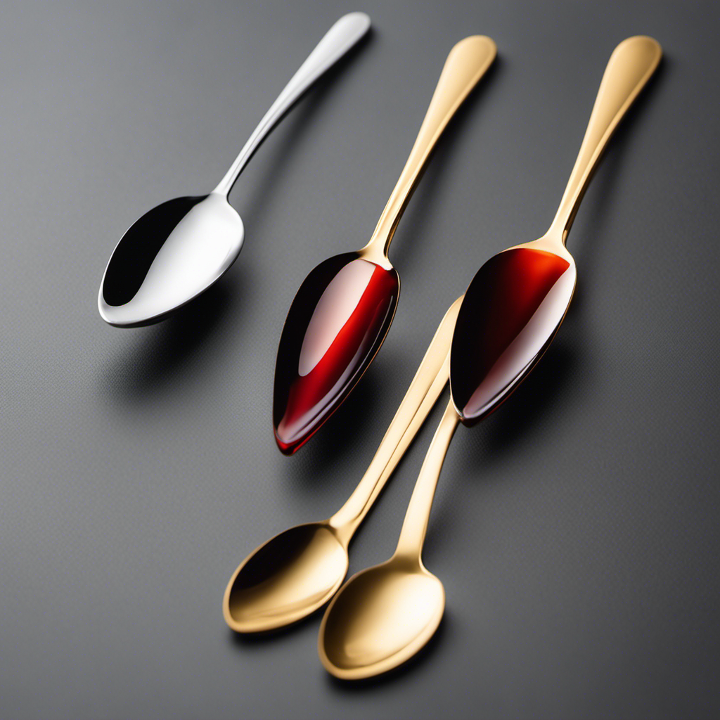 An image that showcases four identical teaspoons, each filled with a precise amount of liquid