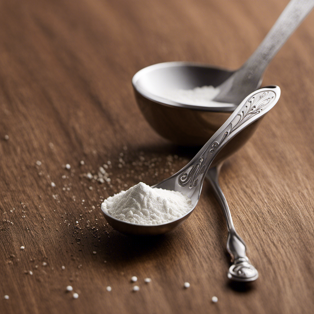 An image showcasing a measuring spoon filled with exactly 40 grams of a fine powder