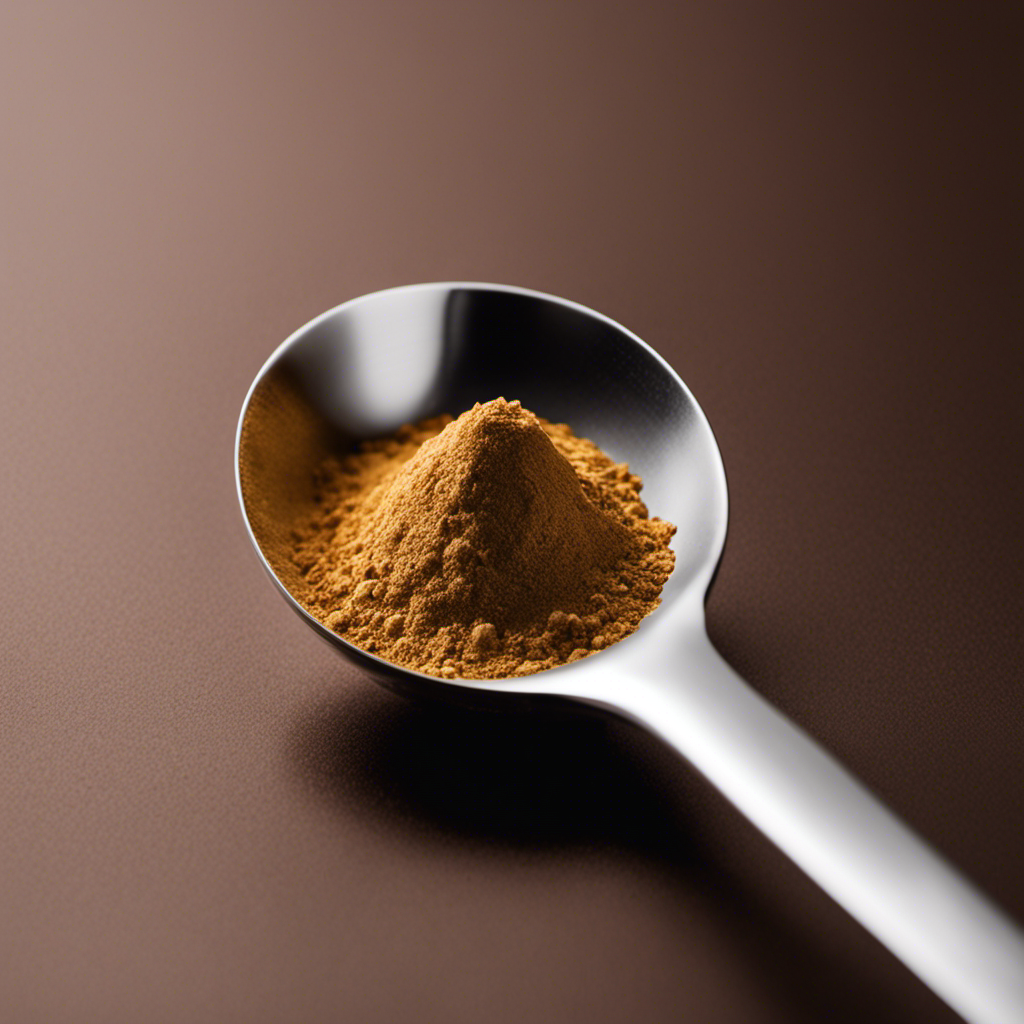 An image showcasing a measuring spoon filled with 400 milligrams of a powdered substance, with a clear visualization of the exact amount, to accompany a blog post explaining its equivalent in teaspoons