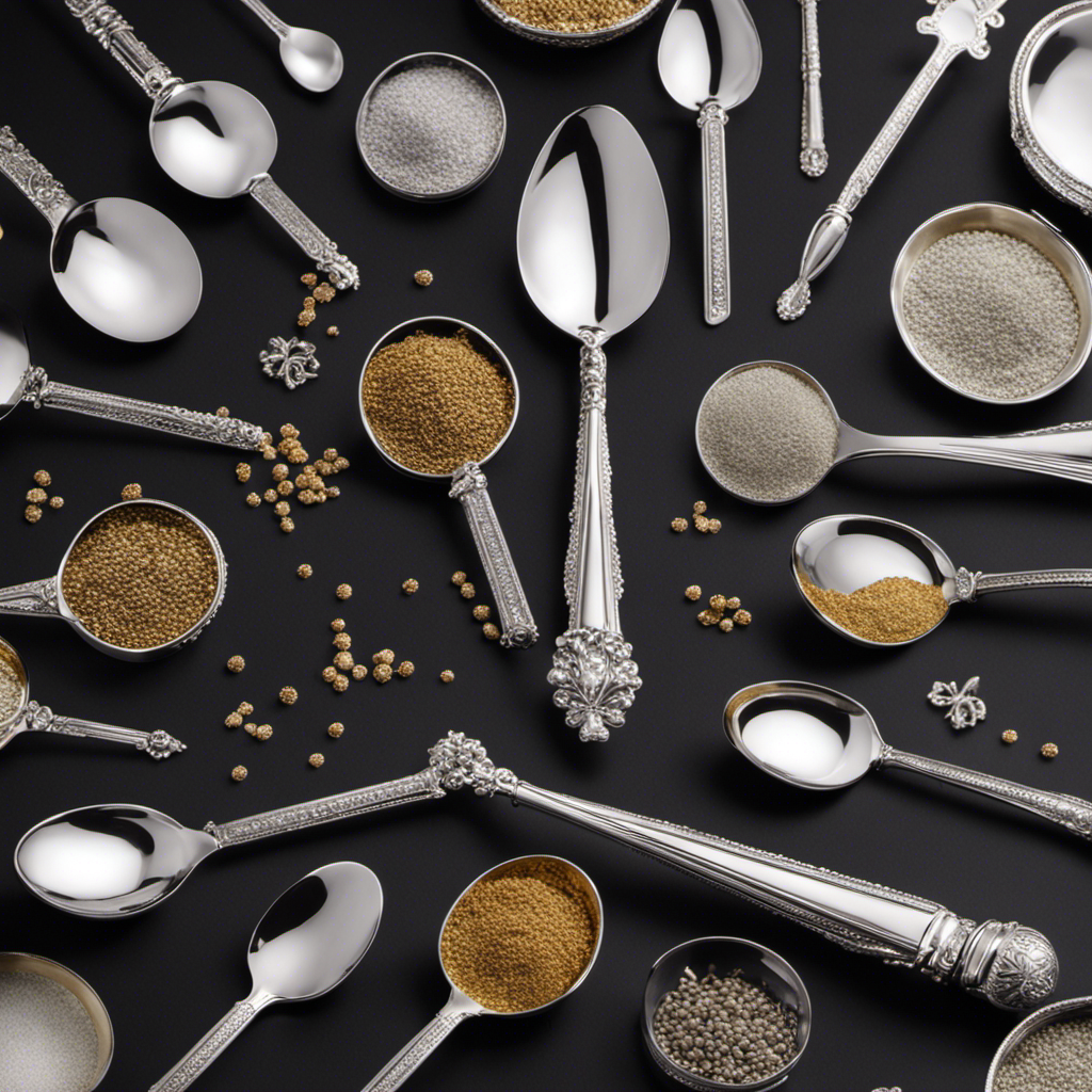 An image showcasing a delicate silver teaspoon filled with precisely measured 5