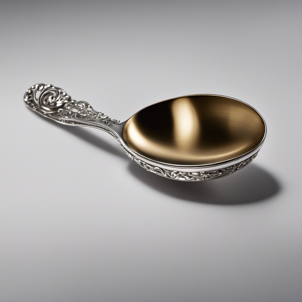 An image showcasing a delicate silver teaspoon holding precisely 5