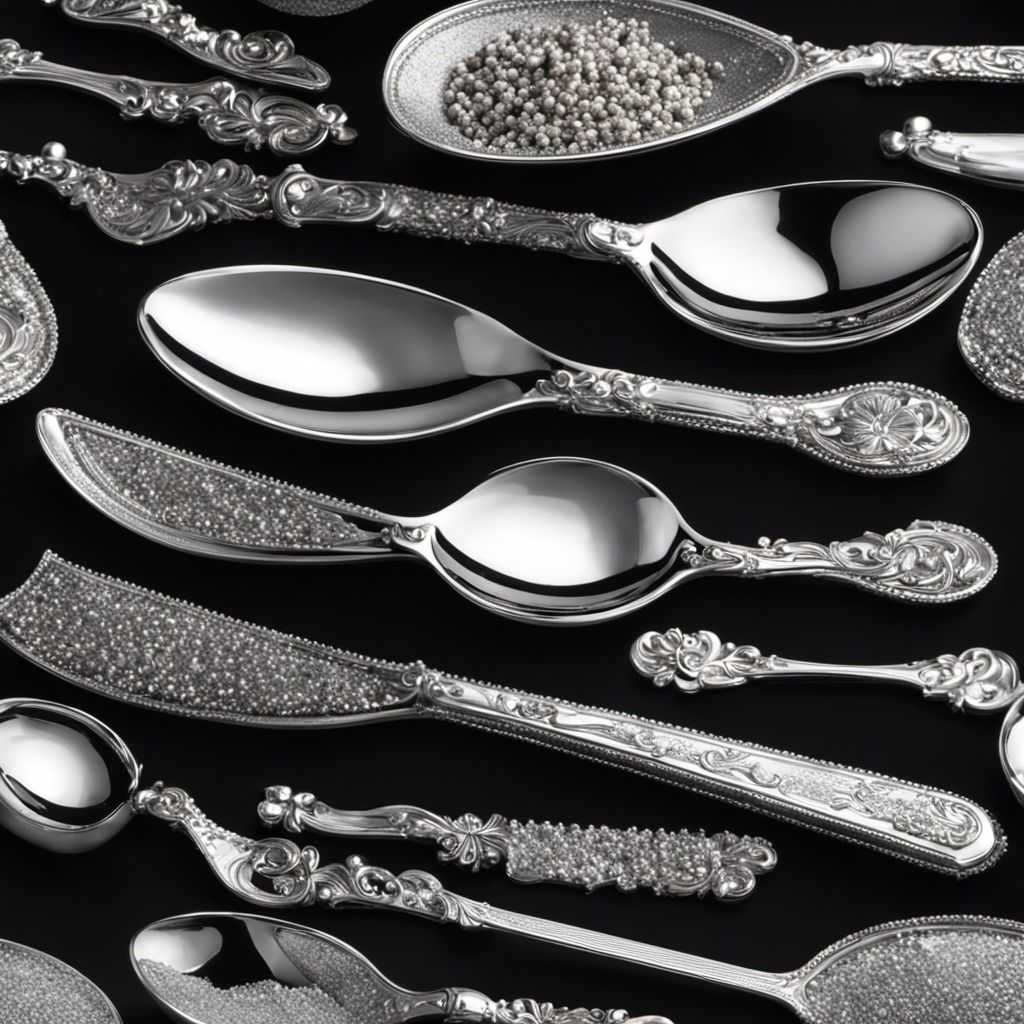 An image showcasing a delicate silver teaspoon, precisely half-filled with granulated sugar, illustrating the exact amount of