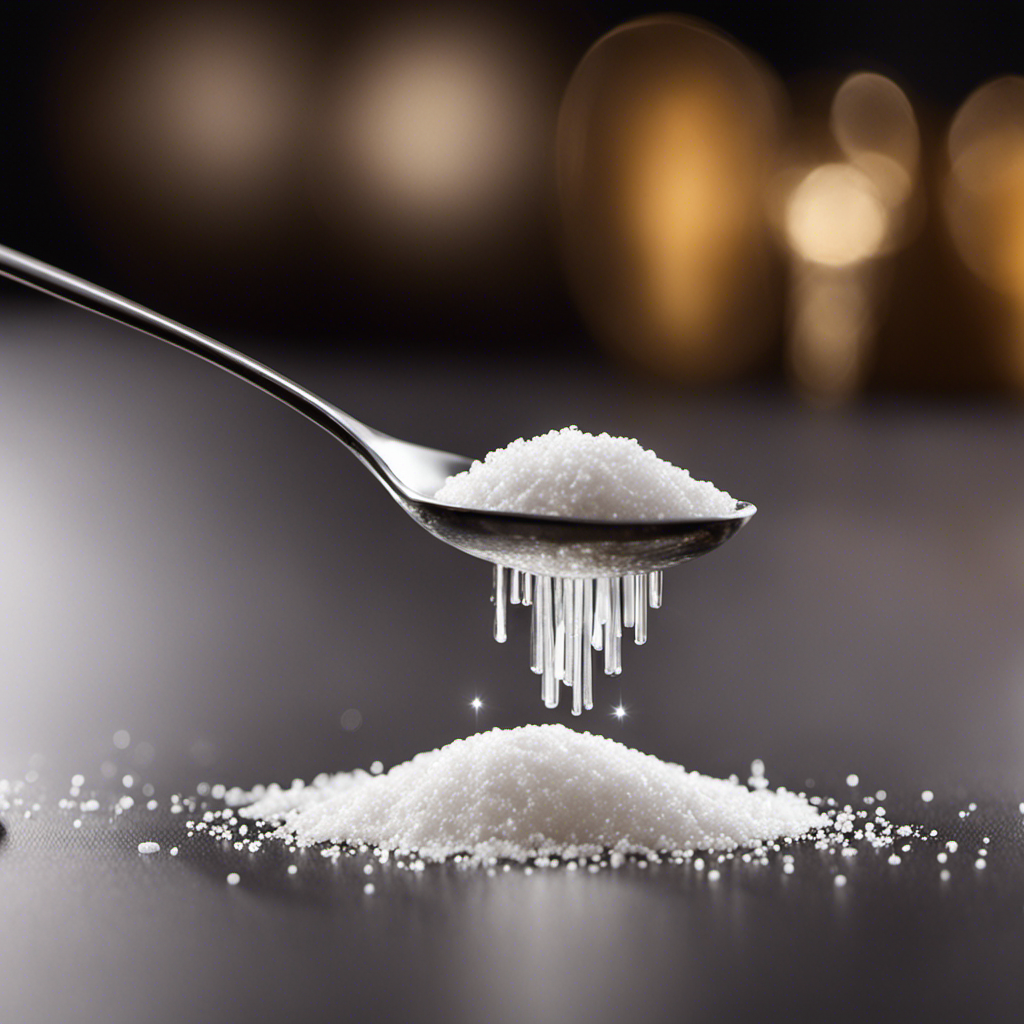 An image showcasing 5 grams of salt being carefully measured into a teaspoon