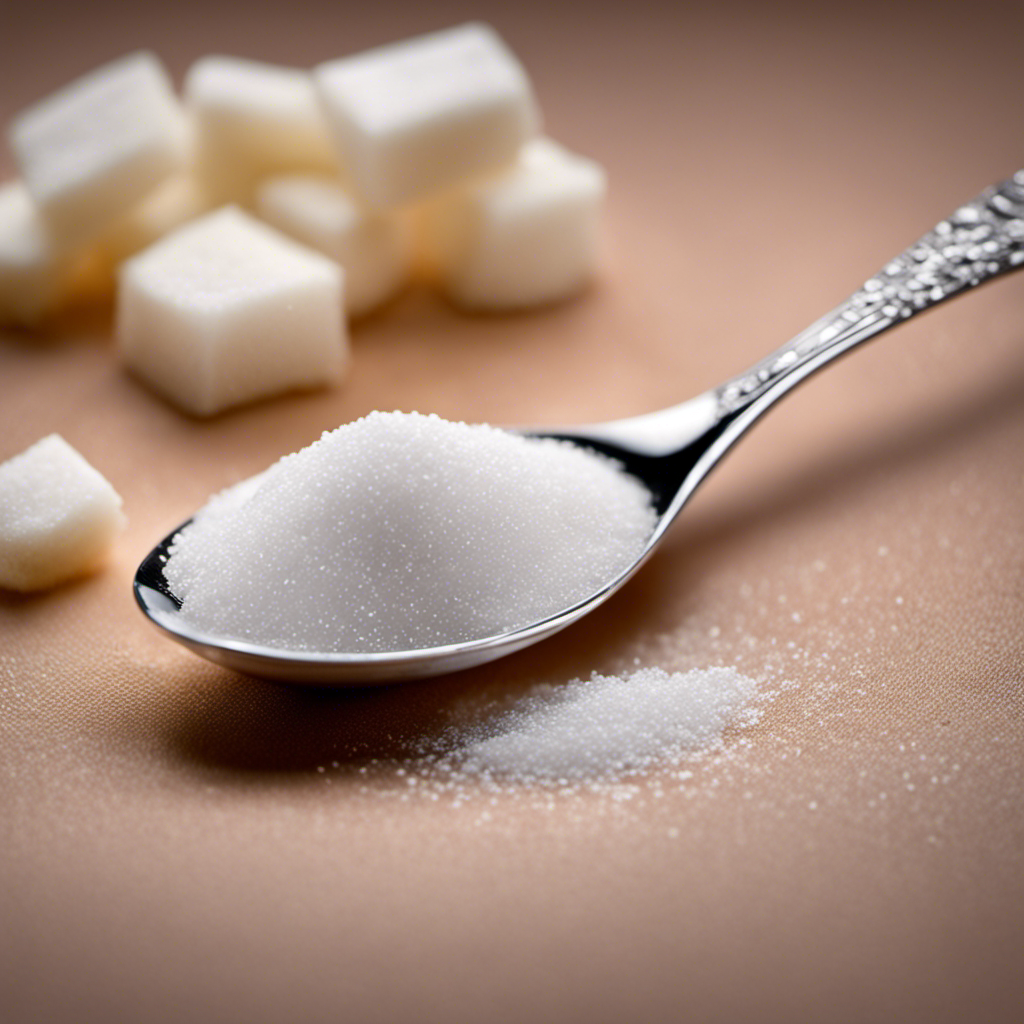 An image showcasing the equivalent of 5 grams of sugar in teaspoons