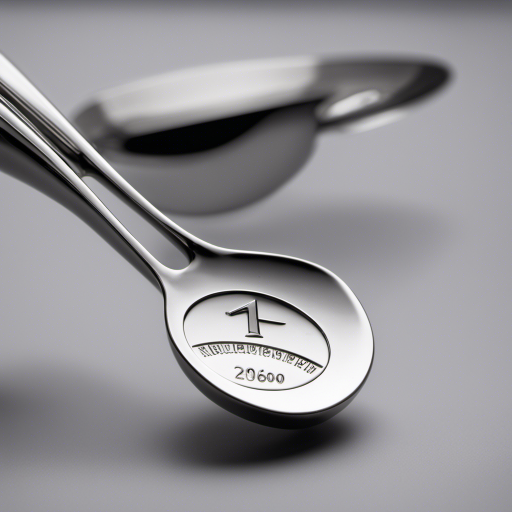 An image depicting a small measuring spoon filled with a precise amount of 5 milligrams of substance, positioned next to a teaspoon filled with the equivalent amount, showcasing the stark difference in measurement