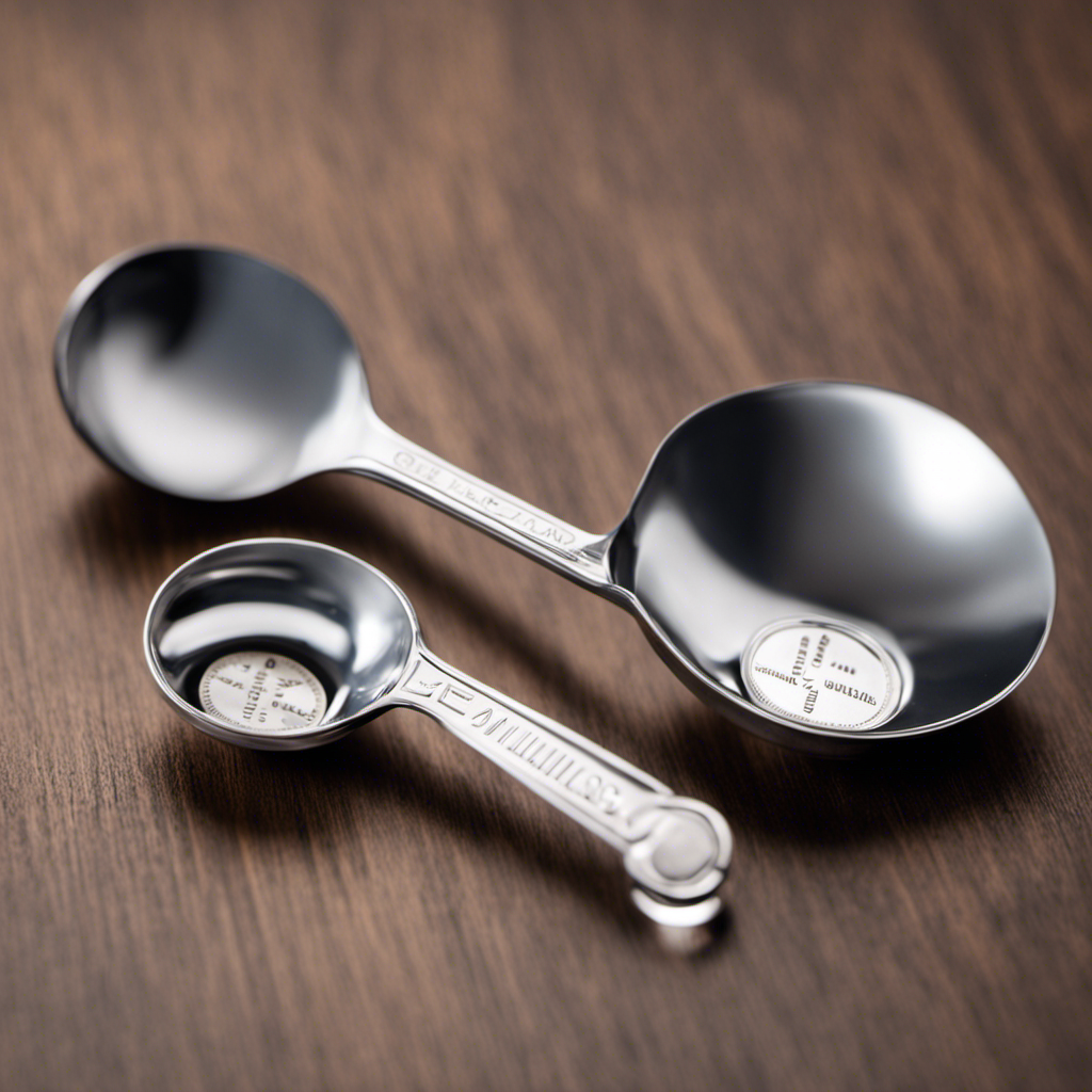 An image showcasing two clear measuring spoons side by side - one holding 5 milliliters, the other filled with an equivalent amount in teaspoons