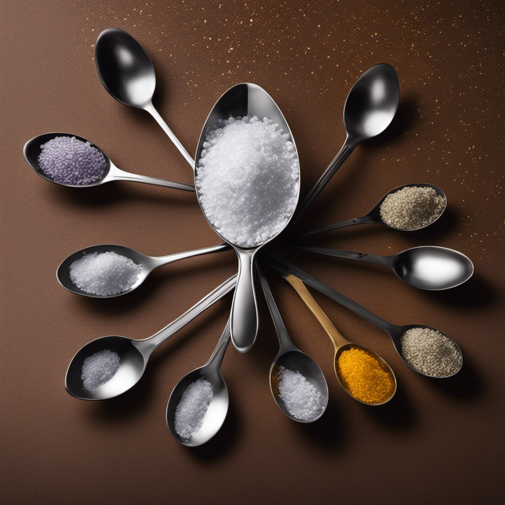 An image showing a measuring spoon filled with 5000 mg of a substance, with multiple smaller spoons next to it, each representing an equivalent amount in teaspoons