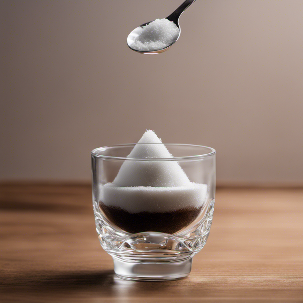 An image showcasing a clear glass filled with 53 grams of sugar, representing the exact amount in teaspoons