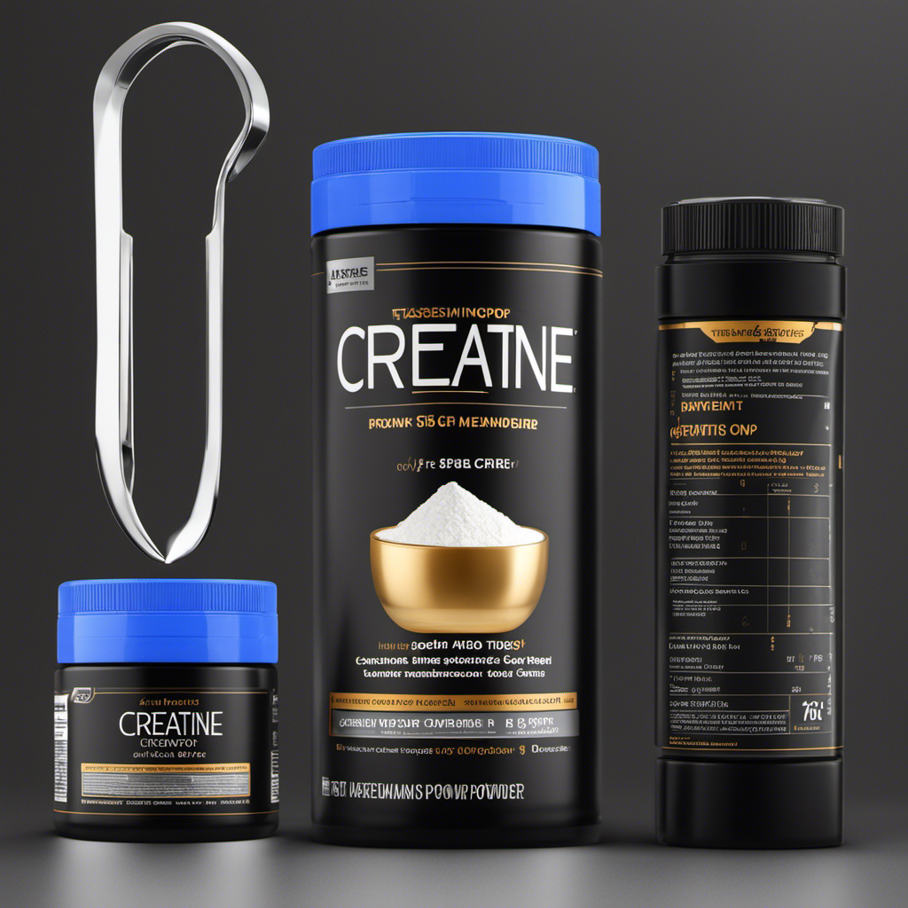 An image displaying a measuring spoon filled with precisely 5g of creatine powder, positioned next to a teaspoon, highlighting the accurate measurement and conversion from grams to teaspoons