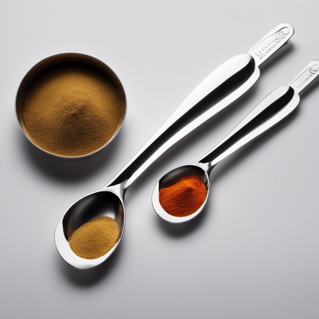 An image showcasing a measuring spoon filled with precisely 6