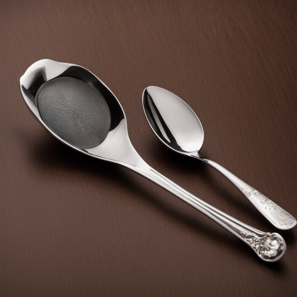 An image showcasing a measuring spoon filled with precisely 6 milligrams of substance, accompanied by a teaspoon nearby for comparison