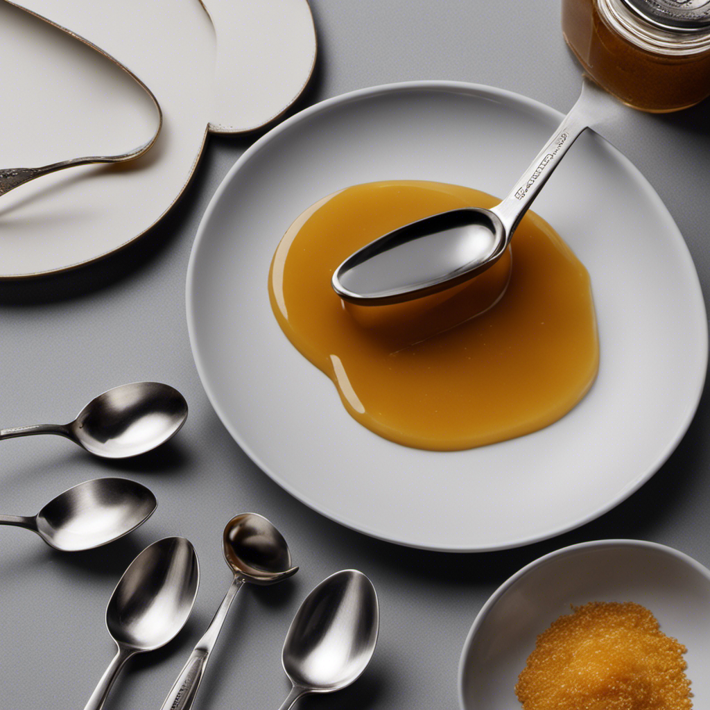 An image showcasing a neat pile of precisely measured 60 grams of grease, next to a collection of delicate, dainty teaspoons, each filled with an accurate portion of grease, emphasizing the exact quantity conversion of 60 grams into teaspoons