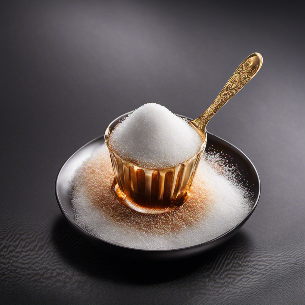 An image showcasing 60 grams of sugar poured into a teaspoon, emphasizing the overwhelming quantity through a close-up shot