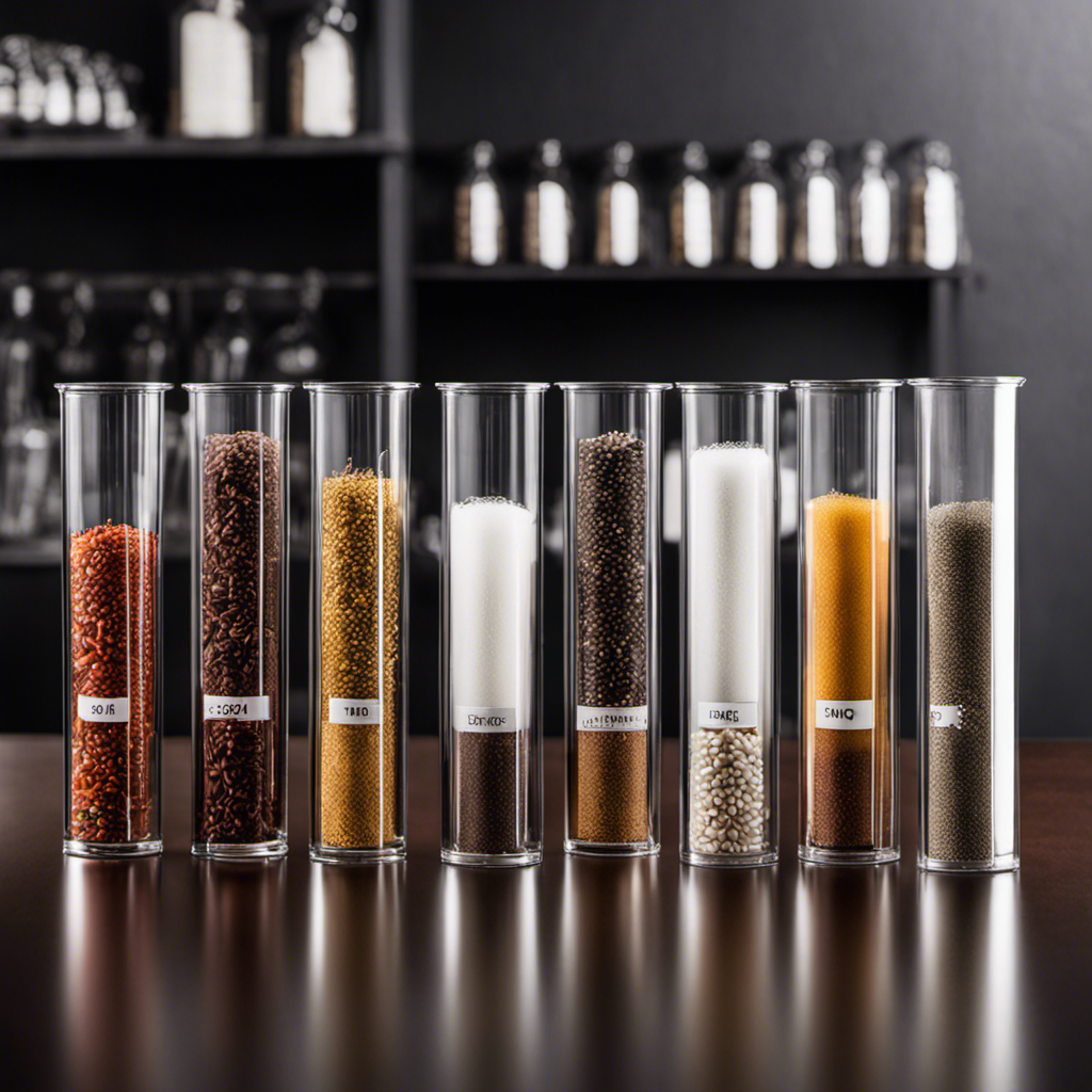 An image showcasing 60 neatly arranged teaspoons pouring their contents into a graduated cylinder, accurately measuring the conversion to milliliters