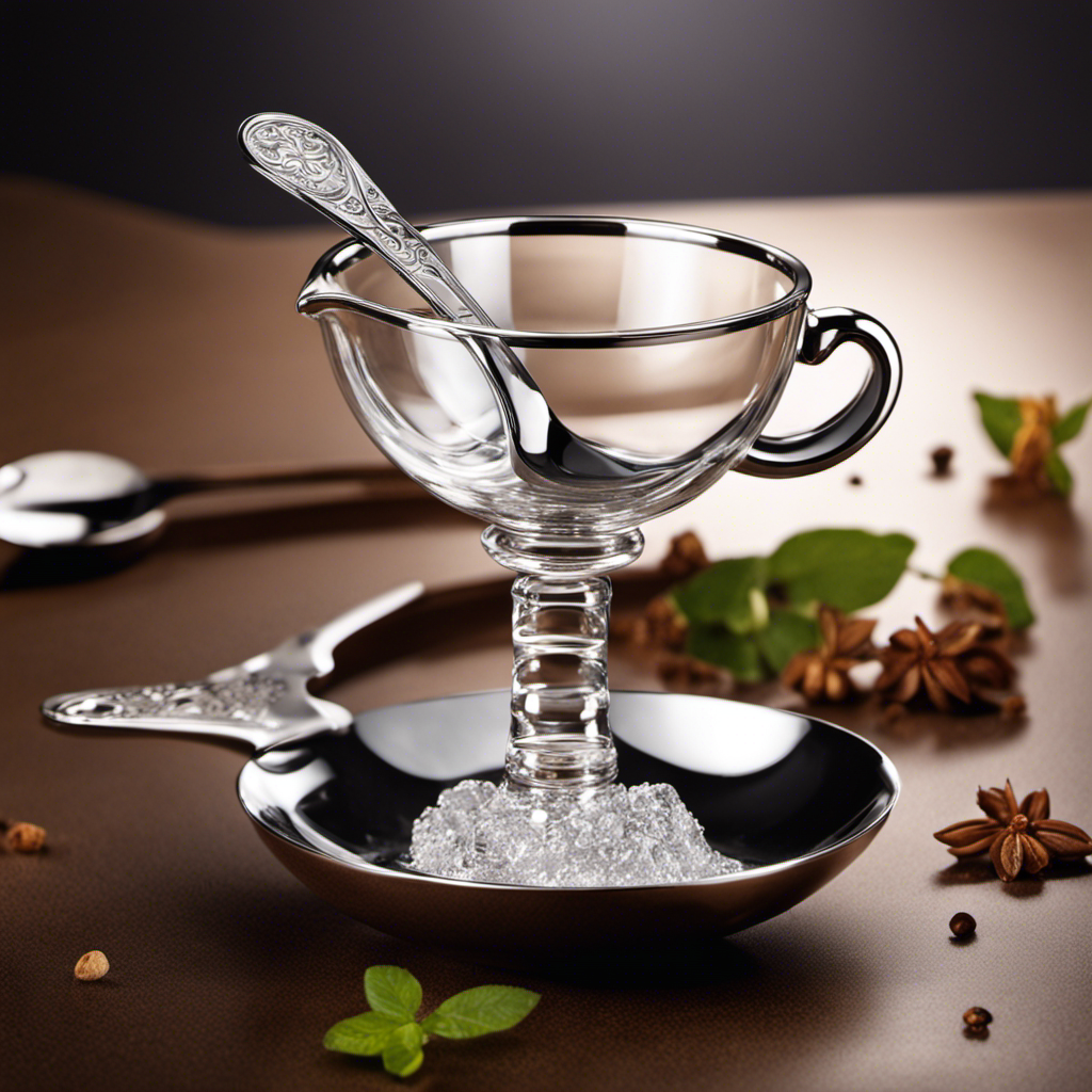 An image showcasing a small, elegant teaspoon delicately pouring 7 milliliters of liquid