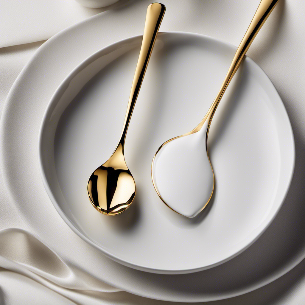 An image showcasing a delicate porcelain teaspoon, gently cradling 7 grams of a fine, powdery substance, perfectly levelled to accurately demonstrate the precise measurement