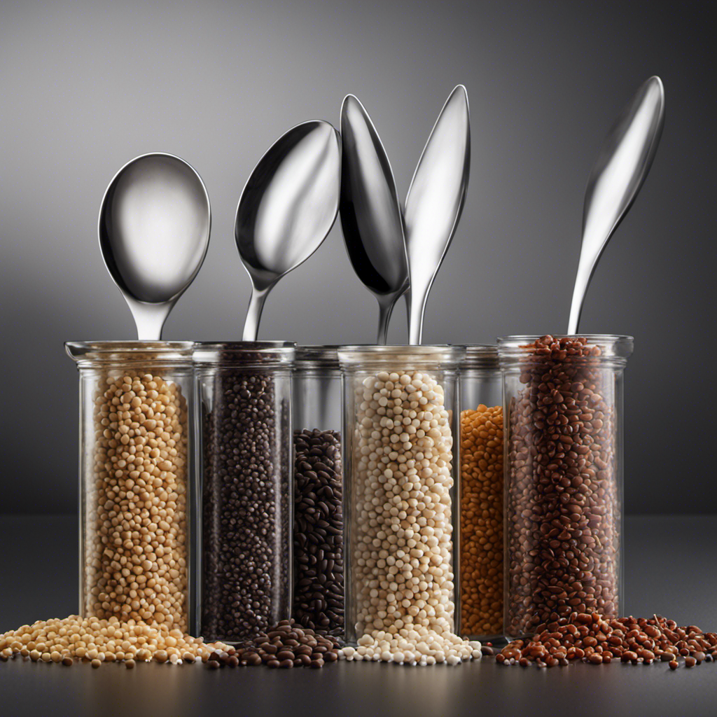 An image showcasing a measuring spoon filled with precisely 8