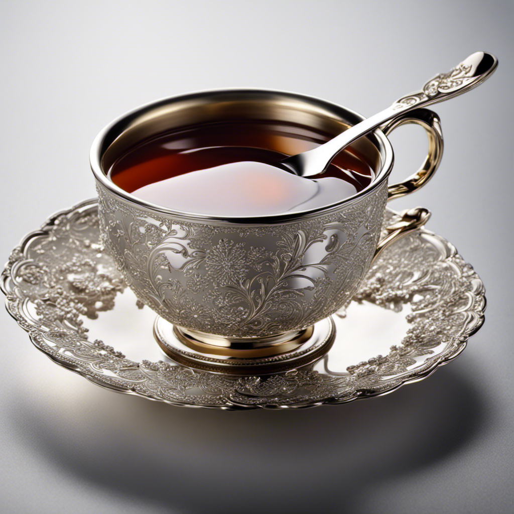 An image that showcases a delicate silver teaspoon gently pouring 8