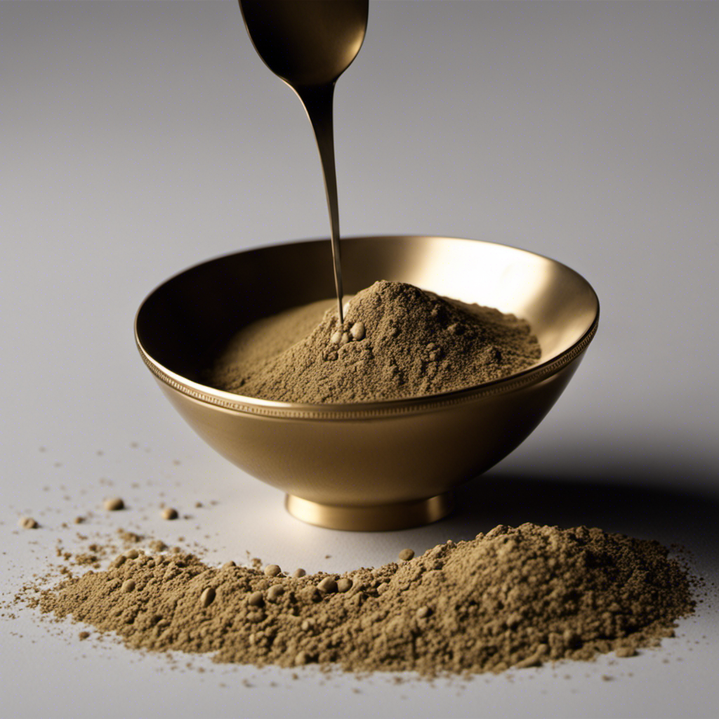 An image featuring a small, delicate teaspoon filled with a precise amount of powder, carefully measured to represent 8 grams