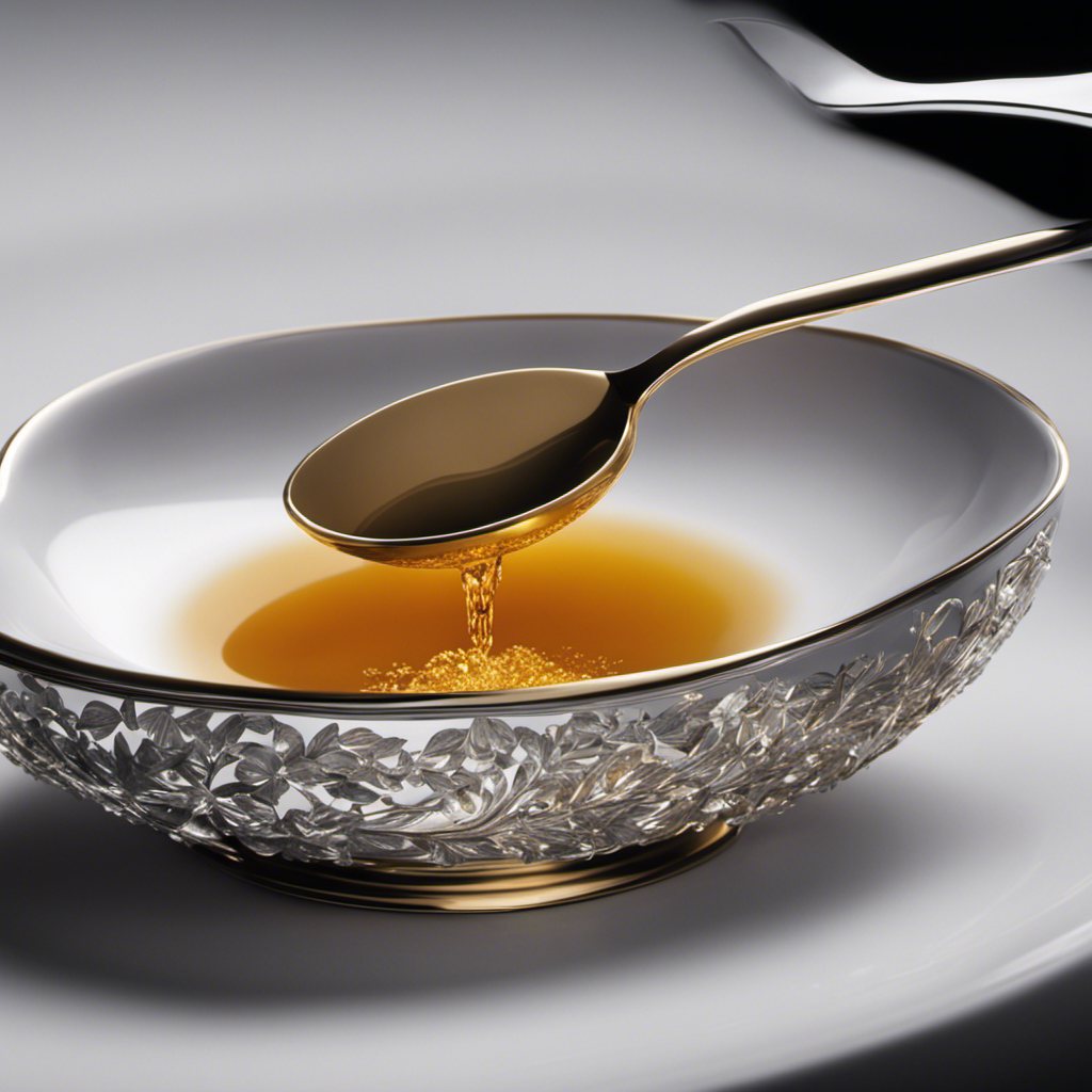 An image that depicts a white teaspoon filled with precisely measured, fine-grained substance weighing exactly 80 mg