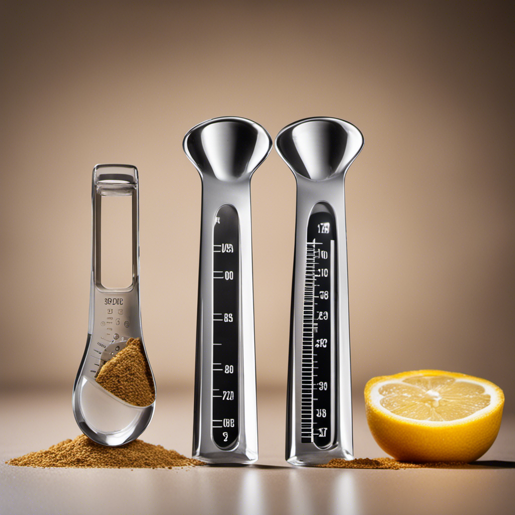 An image showcasing two transparent measuring spoons side by side, one filled with 8ml of liquid, the other with an equivalent amount in teaspoons