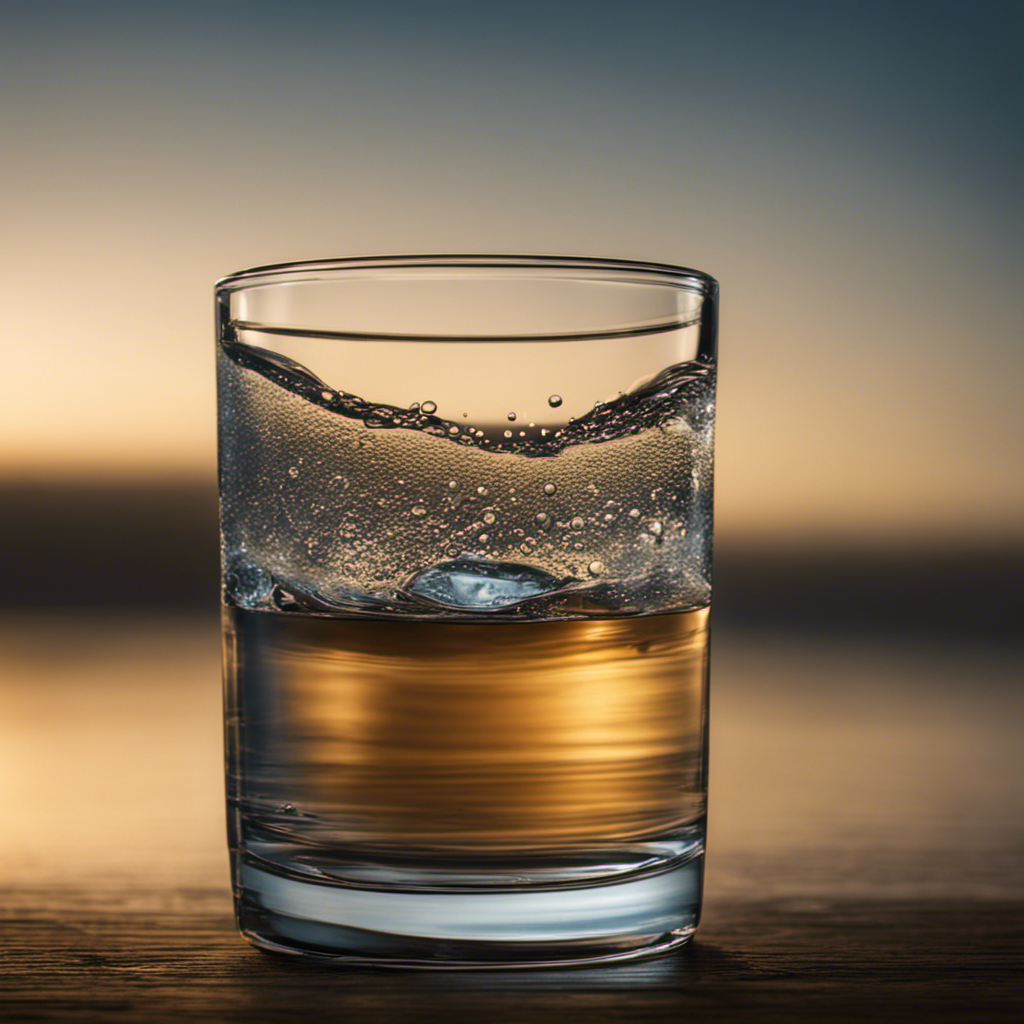 An image showcasing a clear glass filled with precisely measured 9 teaspoons of water