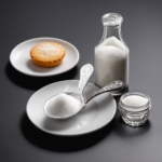 An image showcasing a white teaspoon filled with 9g of sugar, next to it, a transparent container revealing the same amount of sugar, emphasizing the size difference between the two