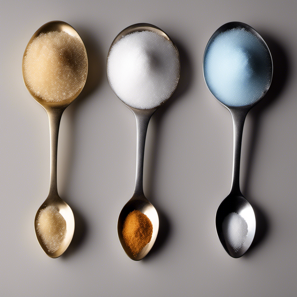 An image showcasing a measuring spoon filled with 1/4 tablespoon of sugar, alongside four identical teaspoons filled with the same amount, providing a visual comparison that illustrates the exact measurement equivalence