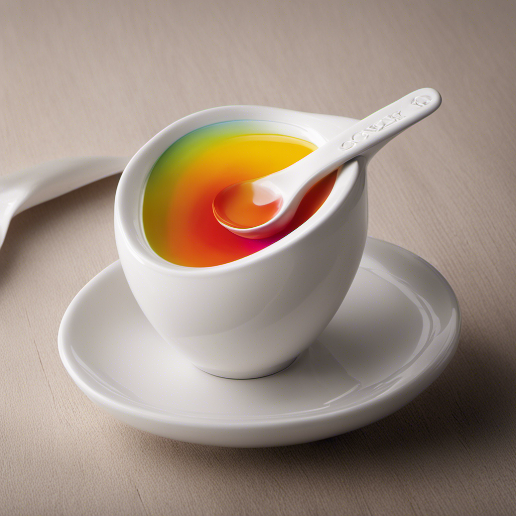 An image featuring a pristine white teaspoon, delicately filled with a perfectly measured "dash" of a vibrant-colored substance