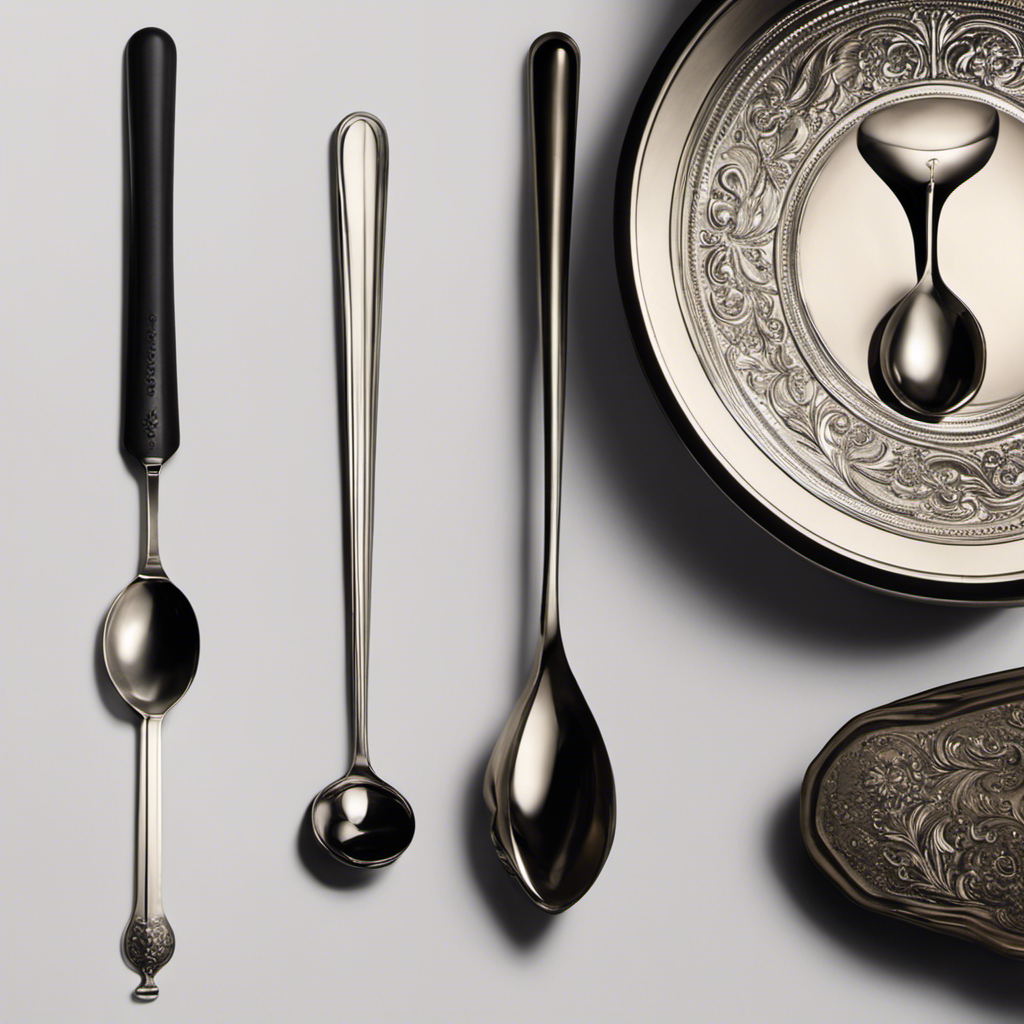 An image showcasing a jigger and a teaspoon side by side, highlighting their distinct sizes and measurement markings