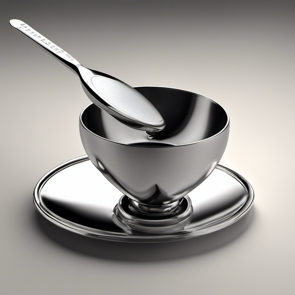 An image depicting a measuring spoon filled to the brim with 5 milliliters (ml) of liquid, next to a teaspoon also holding 5 ml of liquid, showcasing the visual representation of ml in teaspoons
