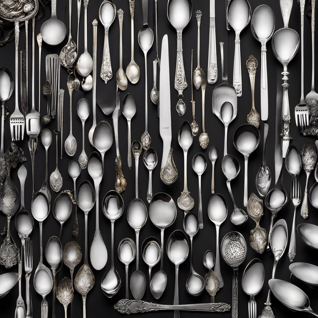 An image depicting a small spoon surrounded by a collection of precisely measured teaspoons, highlighting the size difference