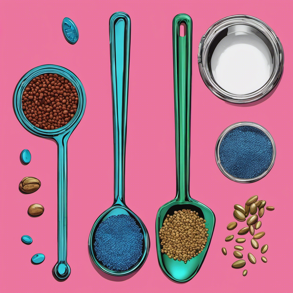 An image showcasing a measuring spoon filled with milligrams of a substance, next to a teaspoon filled with the equivalent amount