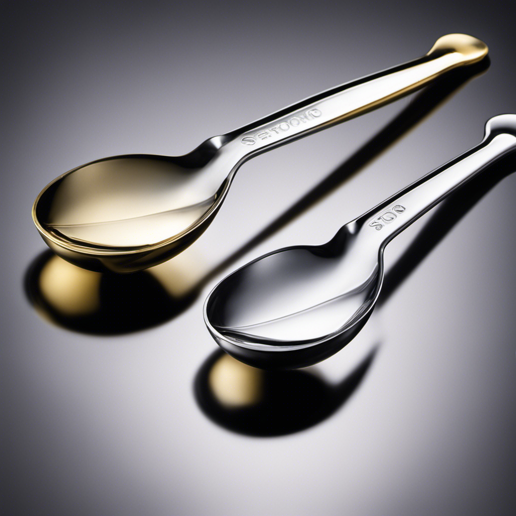 An image showcasing two transparent measuring spoons side by side – one filled with 1 ml of liquid, the other with an equivalent amount of liquid in teaspoons