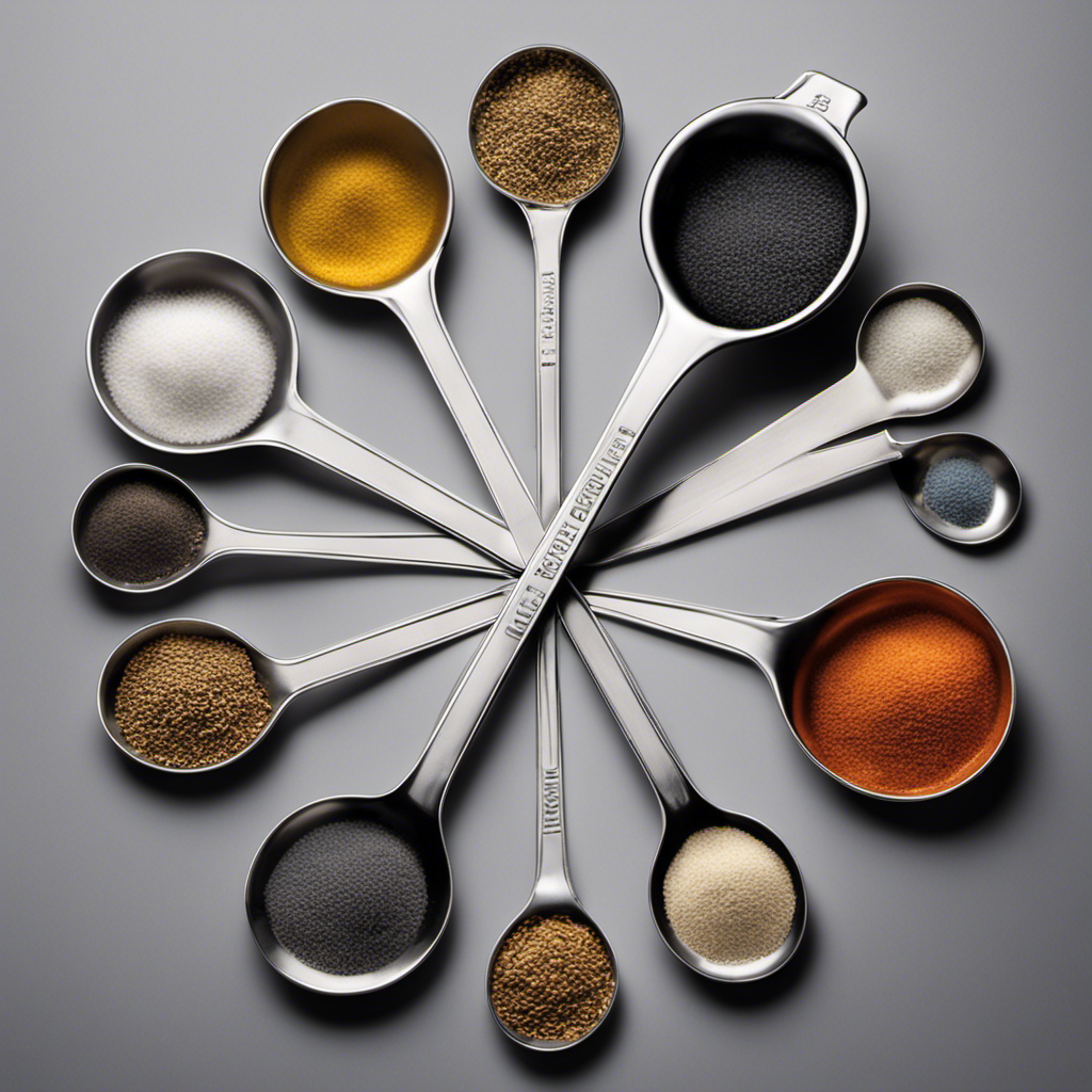 An image showcasing a measuring spoon filled with precisely one ounce of a substance, surrounded by a collection of regular teaspoons to visually depict the equivalent measurement in teaspoons