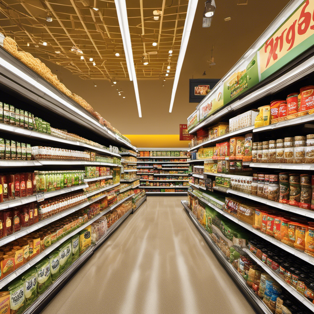 An image depicting a bustling Shop Rite supermarket aisle, adorned with neatly arranged shelves filled with various brands and flavors of oolong tea